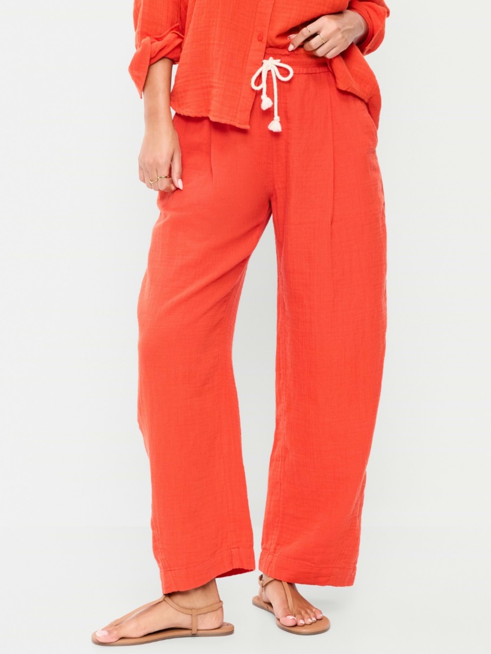 Old Navy High-Waisted Crinkle Gauze Barrel Ankle Pants